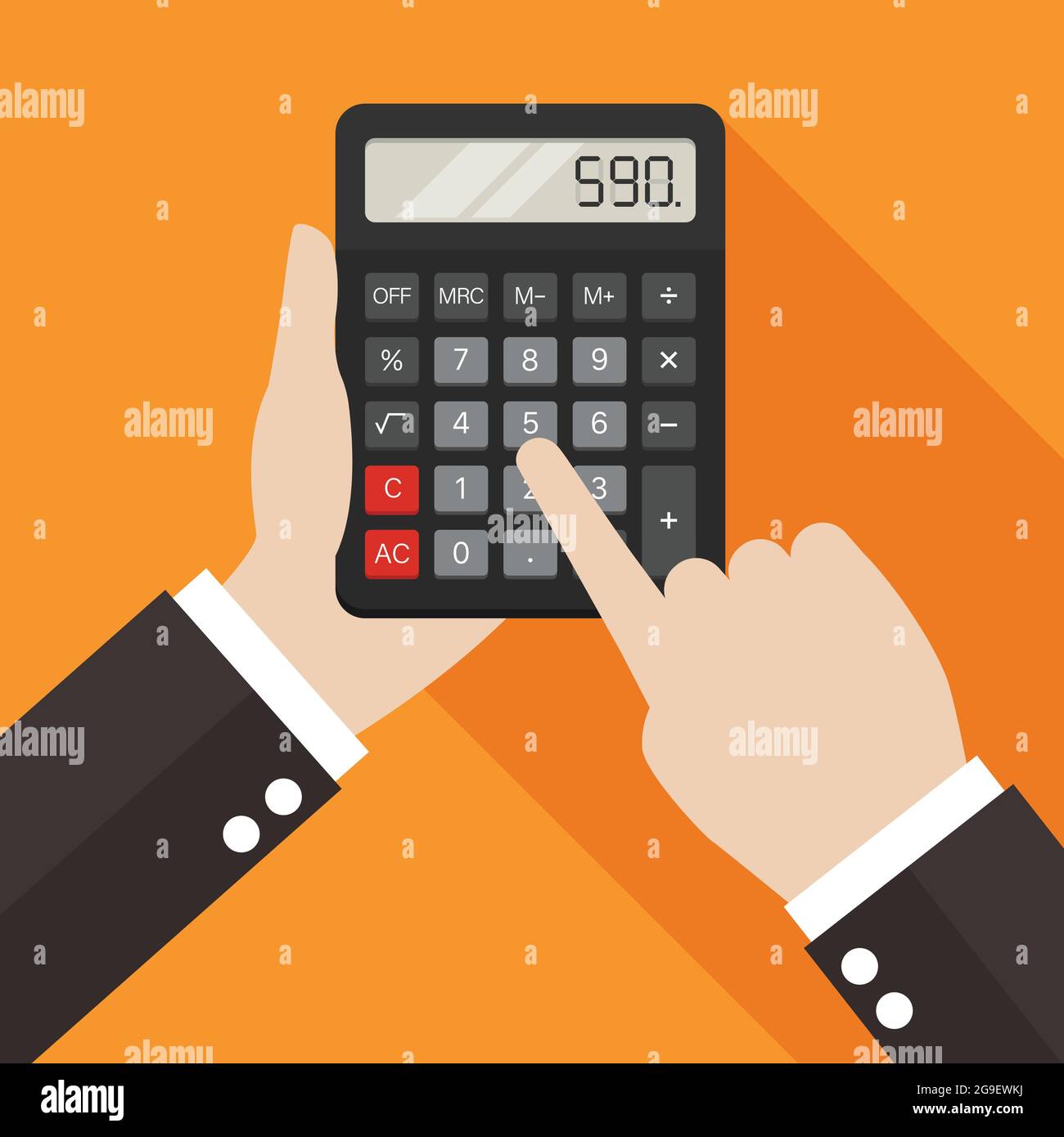 Mains tenant et utilisant une calculatrice. Illustration vectorielle Illustration de Vecteur