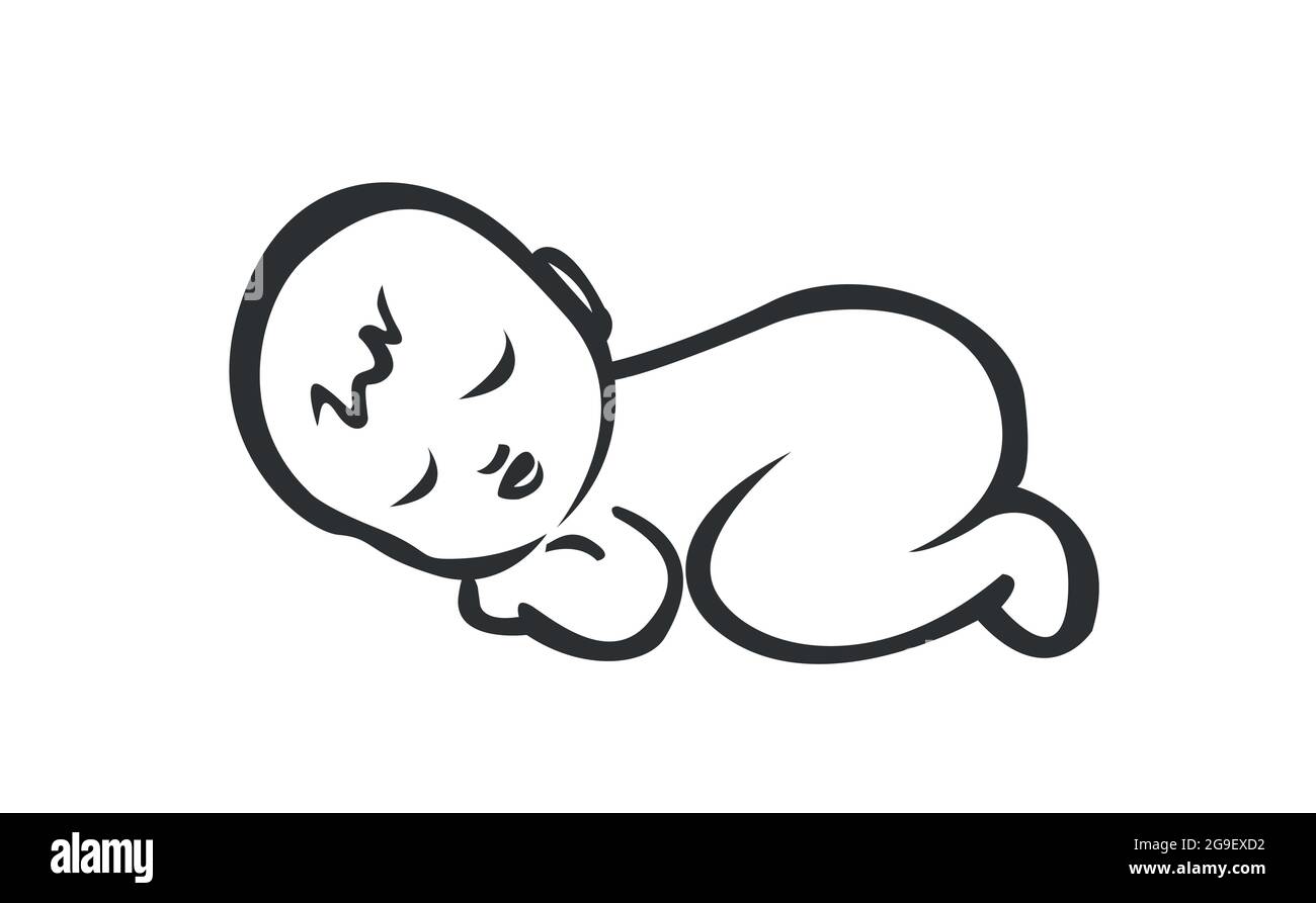 Symbole bébé endormi isolé sur fond blanc. Vecteur de brut Illustration de Vecteur