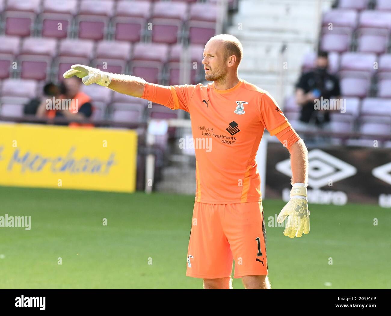 Tynecastle Park .Edinburgh.Scotland.UK. 25 juillet 21 cœurs vs Inverness CT Premier Sports Cup Mark Ridgers gardien de but de Inverness Caledonian Thistle FC . Banque D'Images