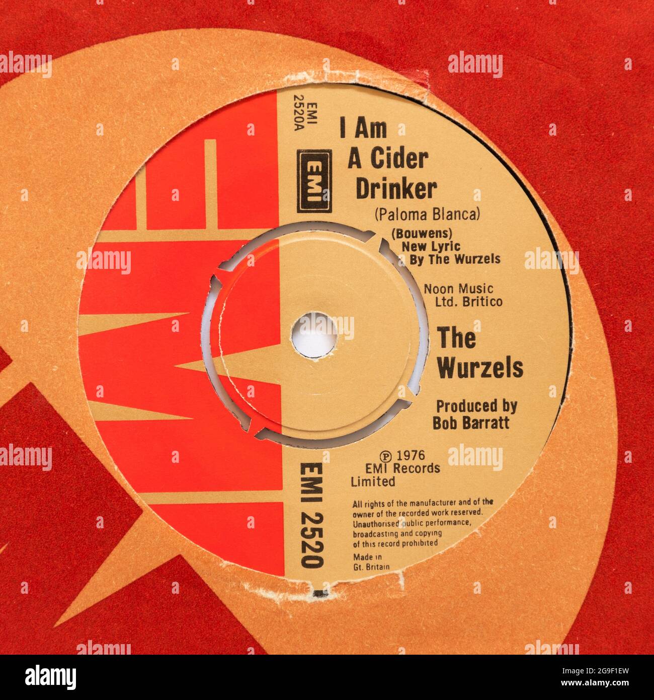 Je suis un drinker de Cider par les Wurzels, une photo de la 7' single vinyle 45 tr/min record en couverture Banque D'Images