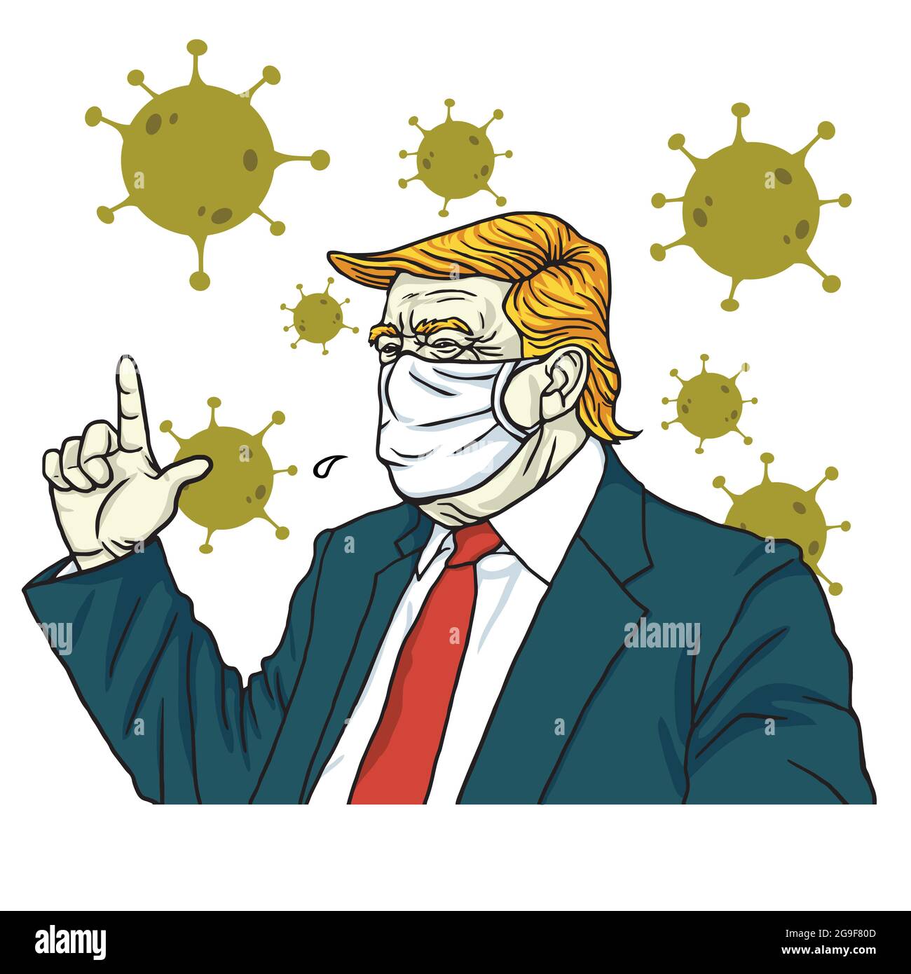 Donald Trump porte le masque anti coronavirus icône ordre Lockdown dessin vectoriel de dessin Illustration Illustration de Vecteur