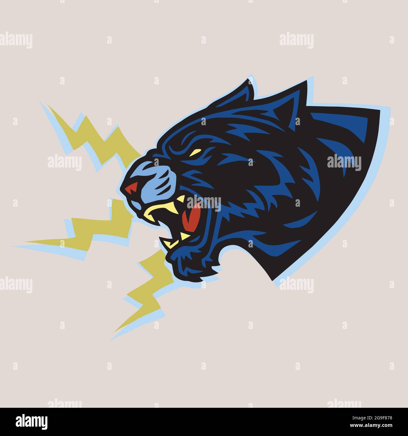 Jaguar Black Tiger Roar Vintage logo Mascot Vector Illustration de Vecteur