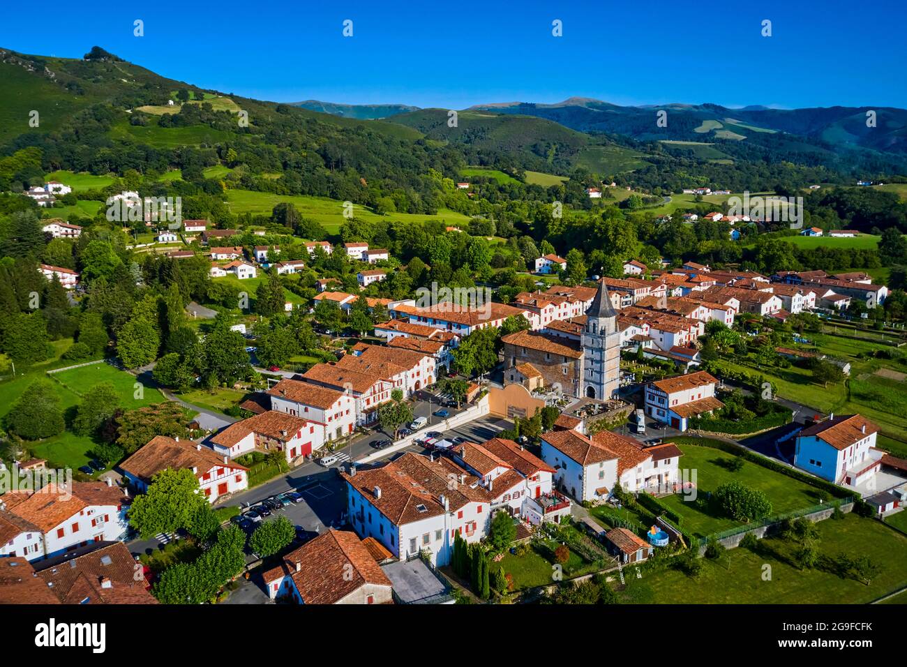 France, Pyrénées-Atlantiques (64), pays Basque, Ainhoa, étiqueté les plus Beaux villages de France Banque D'Images