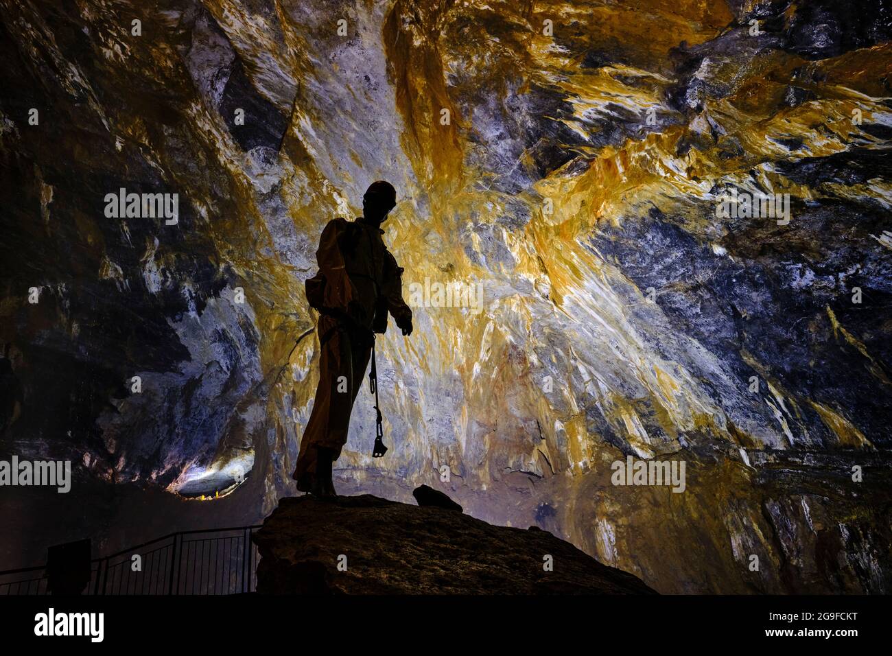 France, Pyrénées-Atlantiques (64), pays Basque, vallée de la haute Soule, grotte de Verna, Au coeur du gouffre de Pierre Saint-Martin, 10ème plus grande grotte de Banque D'Images