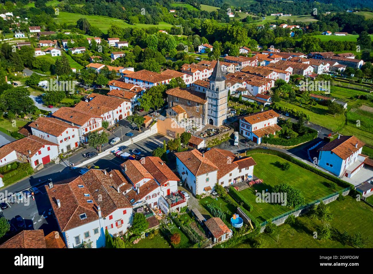 France, Pyrénées-Atlantiques (64), pays Basque, Ainhoa, étiqueté les plus Beaux villages de France Banque D'Images