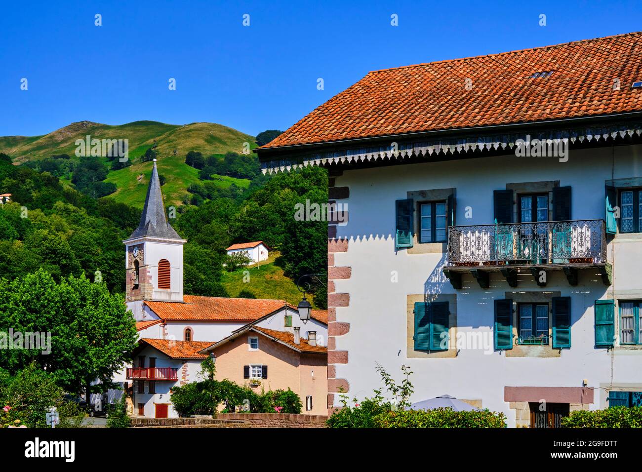 France, Pyrénées-Atlantiques (64), pays basque, vallée des Aldudes, village des Aldudes Banque D'Images