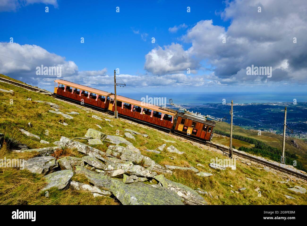 France, Pyrénées-Atlantiques (64), pays Basque, Ascain, la Rhune, Le train Rhune, petit train à crémaillère Banque D'Images