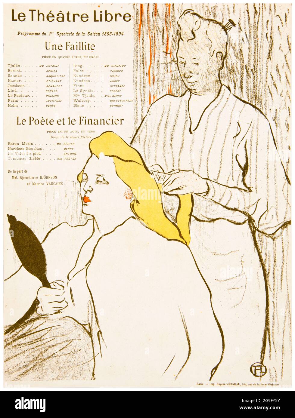 Henri de Toulouse-Lautrec, le coiffure, couverture du programme, le Théâtre libre, 1893-1894 Banque D'Images