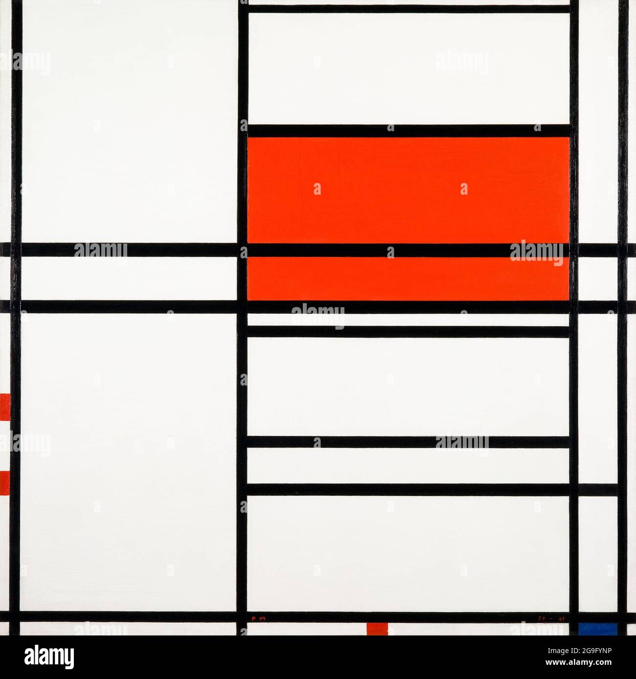 Piet Mondrian (Piet Mondriaan), peinture abstraite, composition Nom rouge et blanc 1/composition No 4 avec rouge et bleu, 1938-1942 Banque D'Images