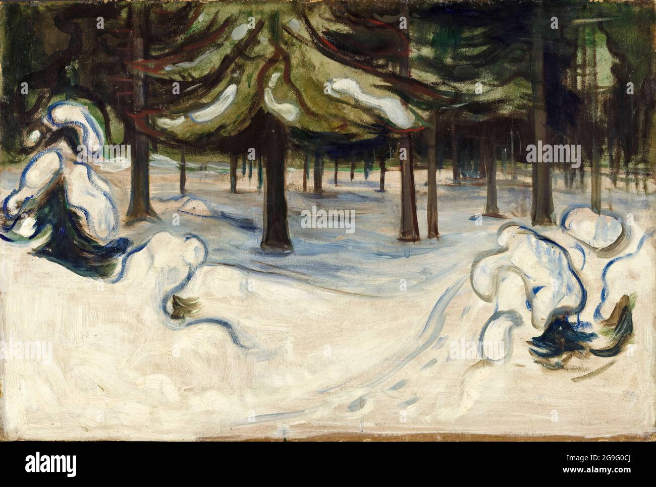 Hiver, peinture de paysage par Edvard Munch, 1899 Banque D'Images