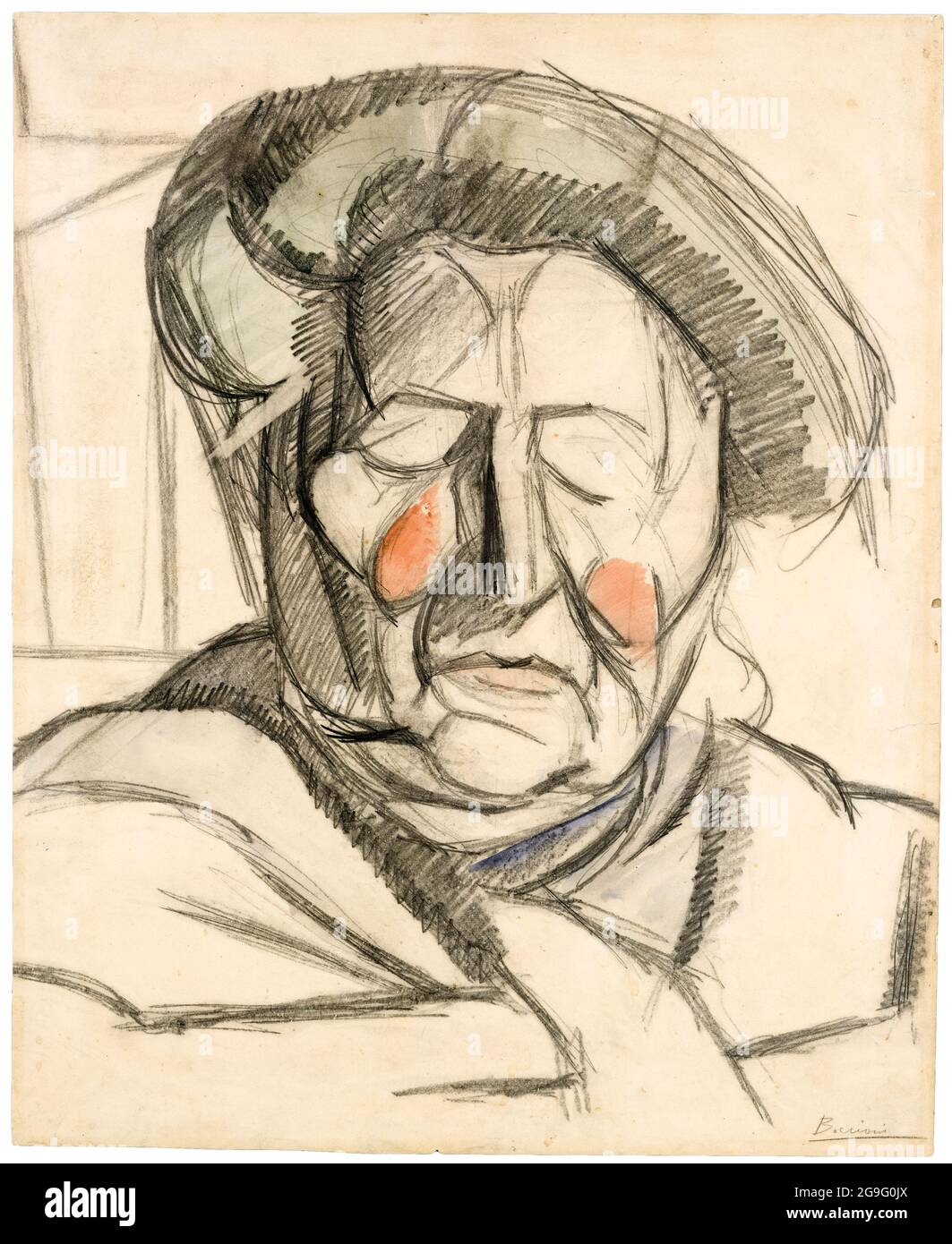 La mère de l'artiste, portrait dessiné par Umberto Boccioni , 1915 Banque D'Images La mère de l'artiste, portrait dessiné par Umberto Boccioni , 1915 Banque D'Images