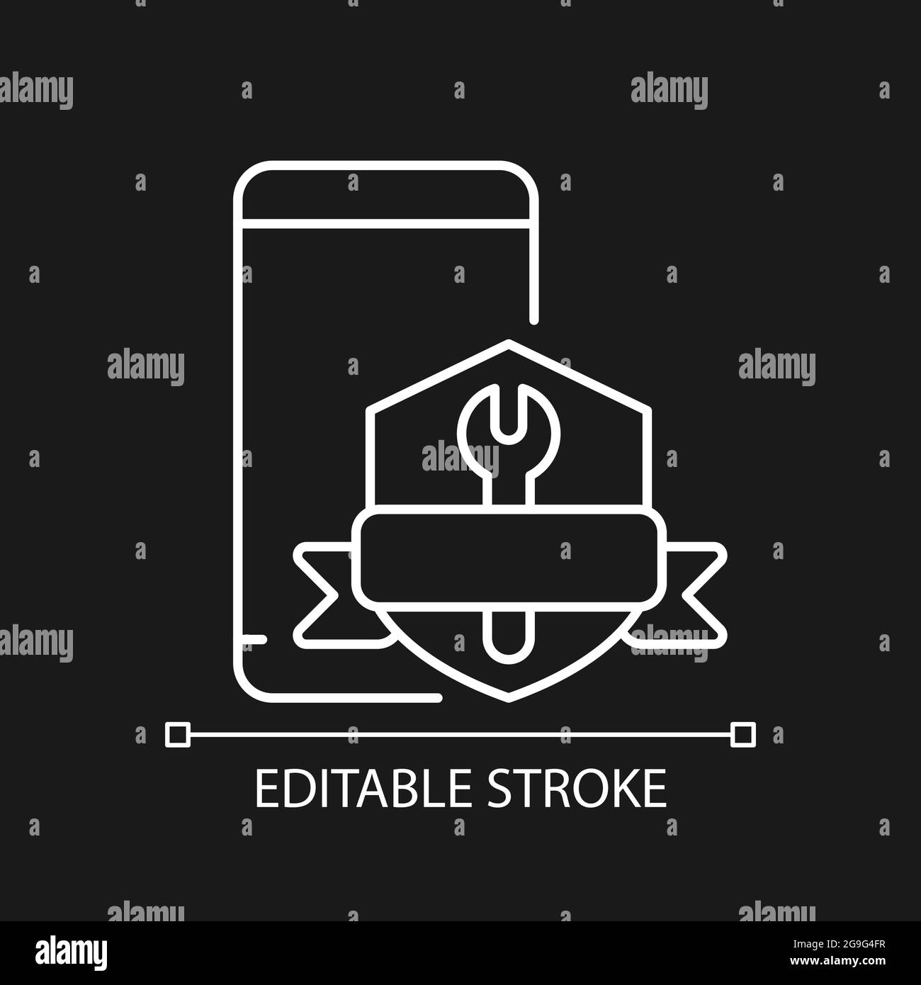 Téléphone réparation garantie blanc icône linéaire pour thème sombre Illustration de Vecteur