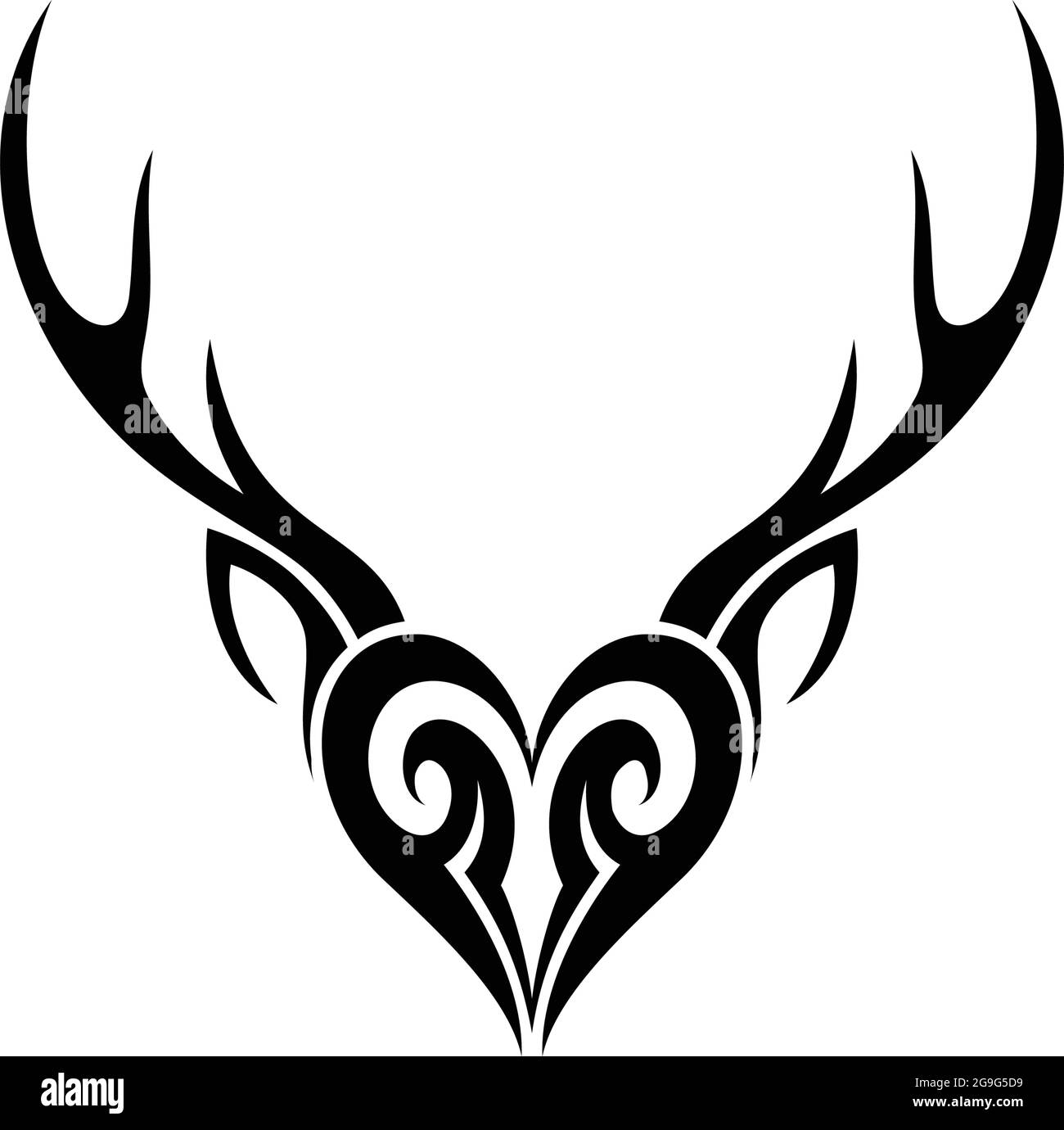 amour cerf tribal tatouage logo icône plat concept vectoriel conception Illustration de Vecteur
