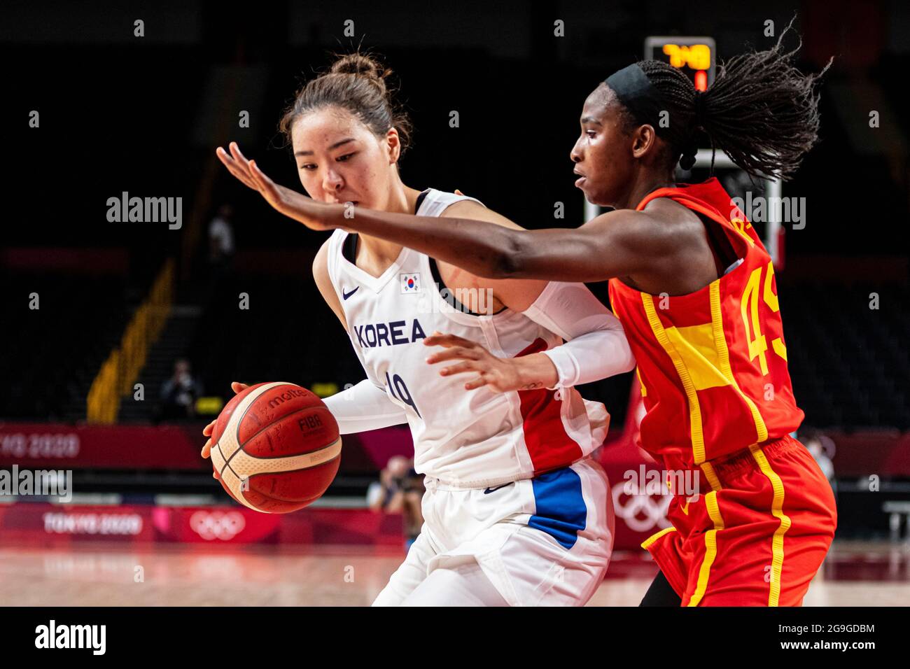 Tokyo, Japon. 26 juillet 2021. Jeux Olympiques: Match de basket-ball entre la Corée et l'Espagne somen à Saitama Super Arena. © ABEL F. ROS / Alamy Live News Banque D'Images