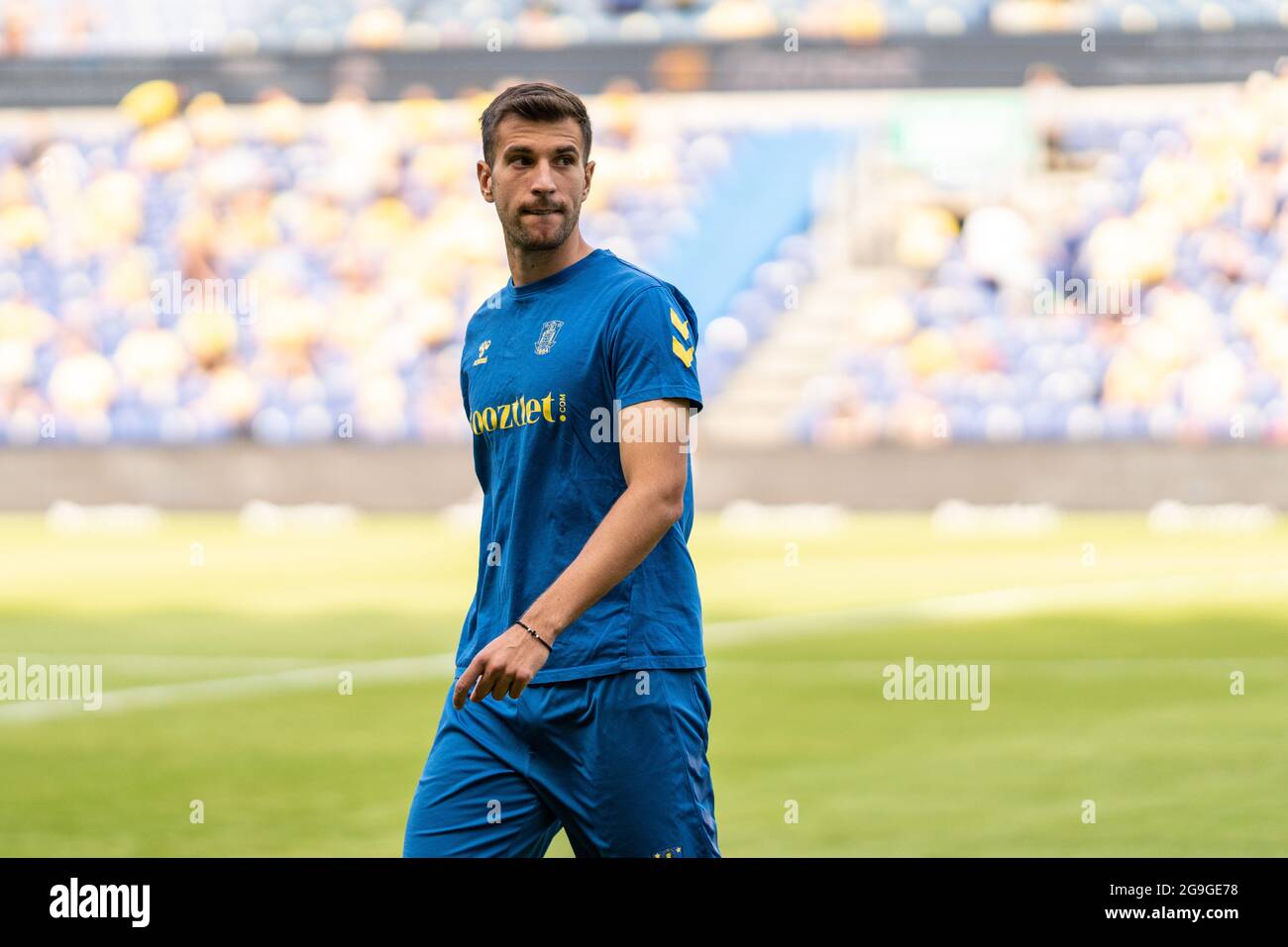 Broendby, Danemark. 25 juillet 2021. Andrija Pavlovic de Broendby SI vu pendant l'échauffement avant le 3F Superliga match entre Broendby IF et Viborg FF à Broendby Stadion à Broendby. (Crédit photo : Gonzales photo/Alamy Live News Banque D'Images