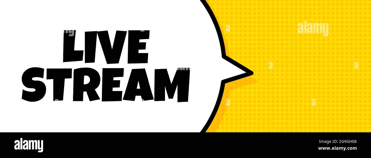 Diffusion en direct. Bannière bulle de parole avec texte en direct. Haut-parleur. Pour les affaires, le marketing et la publicité. Vecteur sur arrière-plan isolé. SPE 10. Illustration de Vecteur