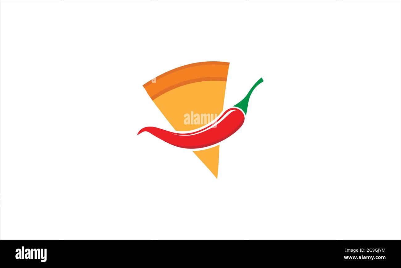 Illustration représentant une tranche de pizza mexicaine avec logo icône de piment rouge Illustration de Vecteur