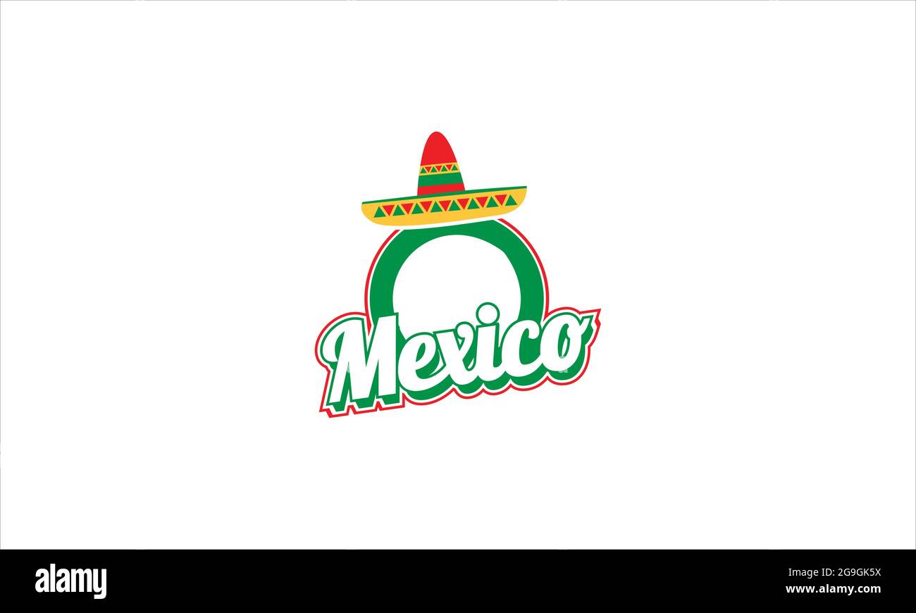 Illustration de l'emblème typographique représentant un logo représentant un chapeau de Mexique Illustration de Vecteur