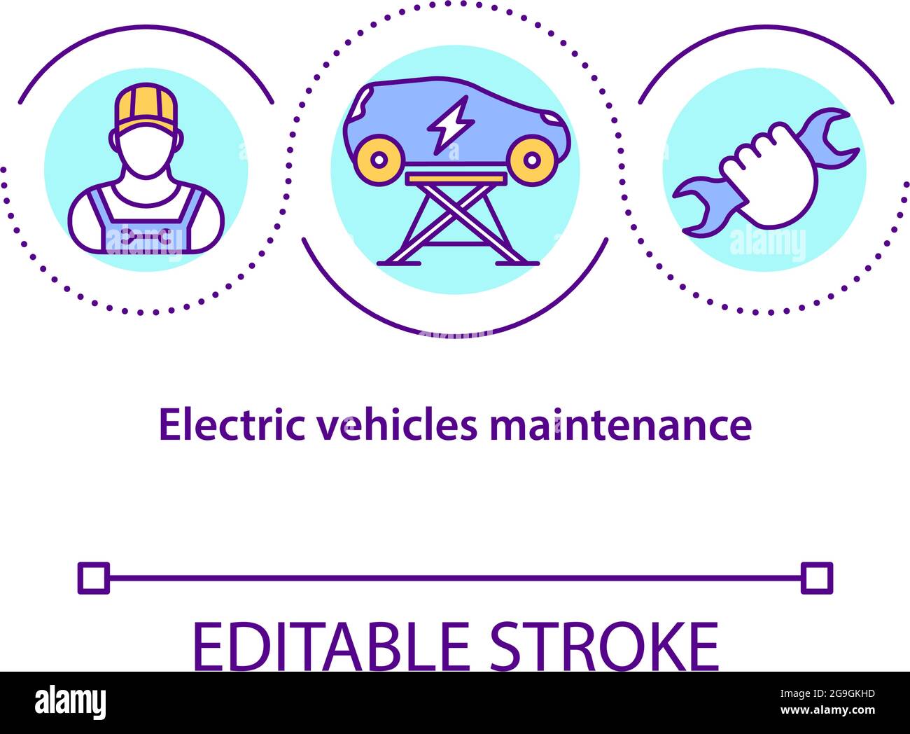 Icône de concept d'entretien des véhicules électriques. Illustration de Vecteur