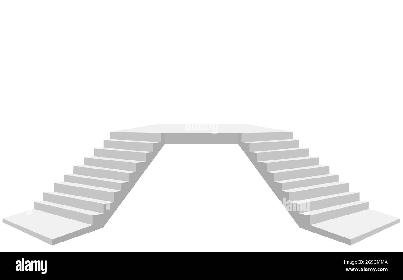 Escalier à deux voies sur fond blanc Illustration de Vecteur