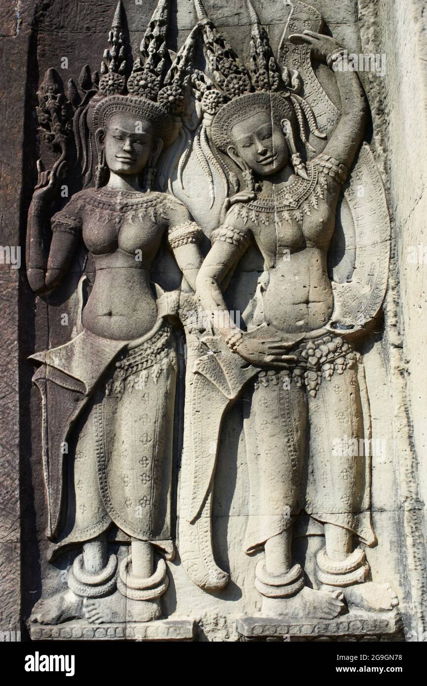 Asie du Sud-est, Cambodge, province de Siem Reap, site d'Angkor, patrimoine mondial Unseco de l'UNESCO depuis 1992, temple d'Angkor Wat (Angkor Vat), XIIe siècle, Banque D'Images