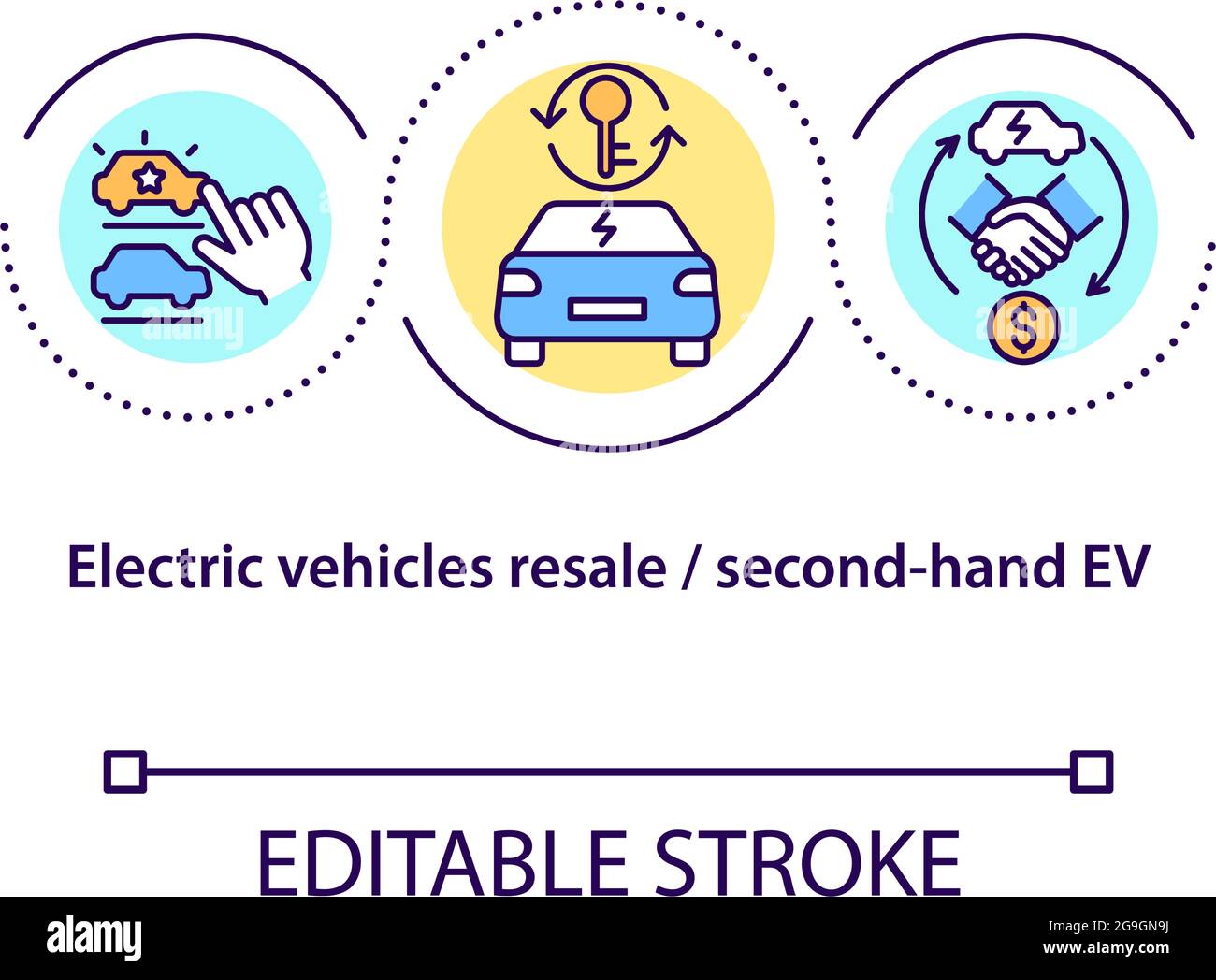Icône du concept de revente de véhicules électriques. Illustration de Vecteur