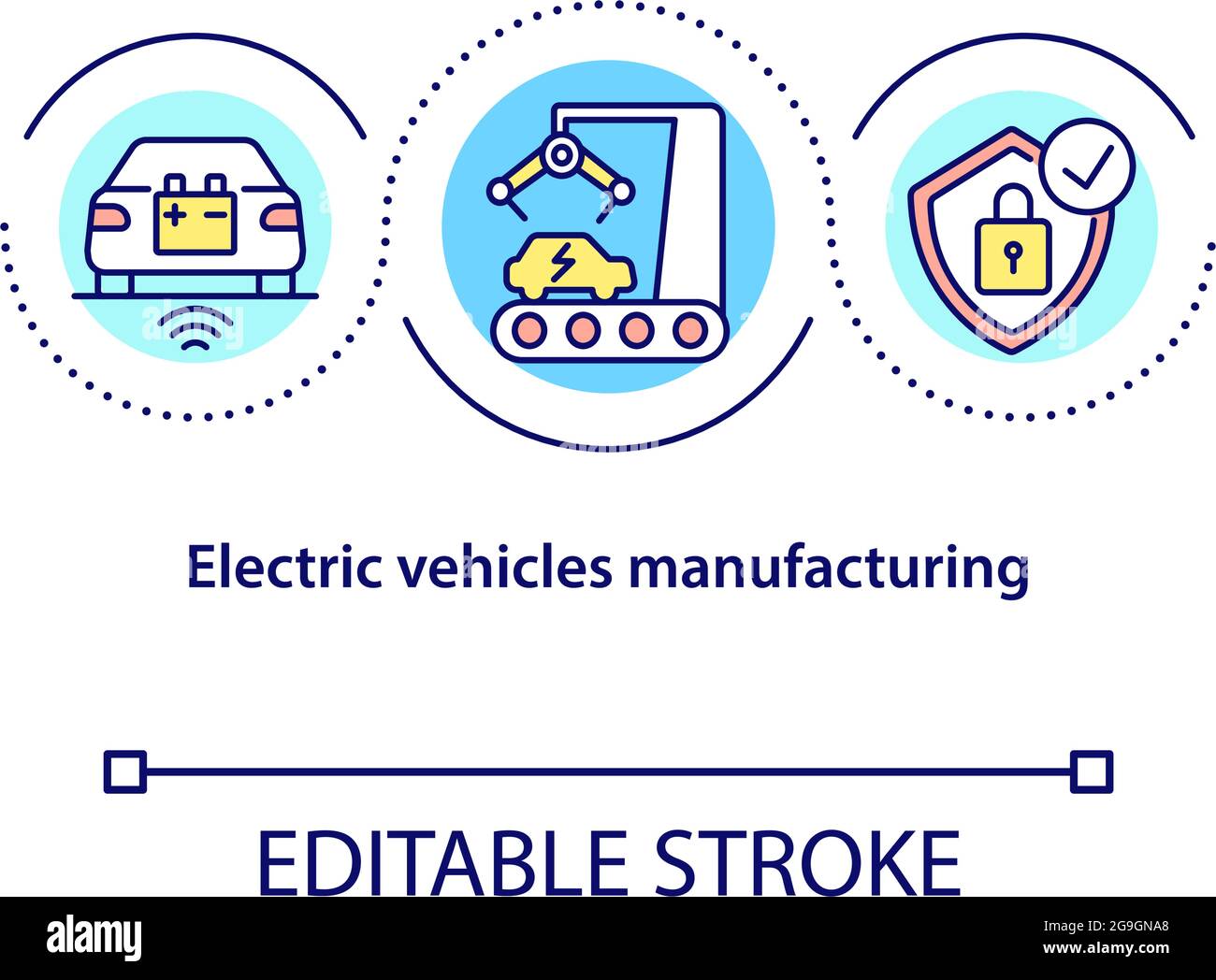 Icône de concept de fabrication de véhicules électriques. Illustration de Vecteur