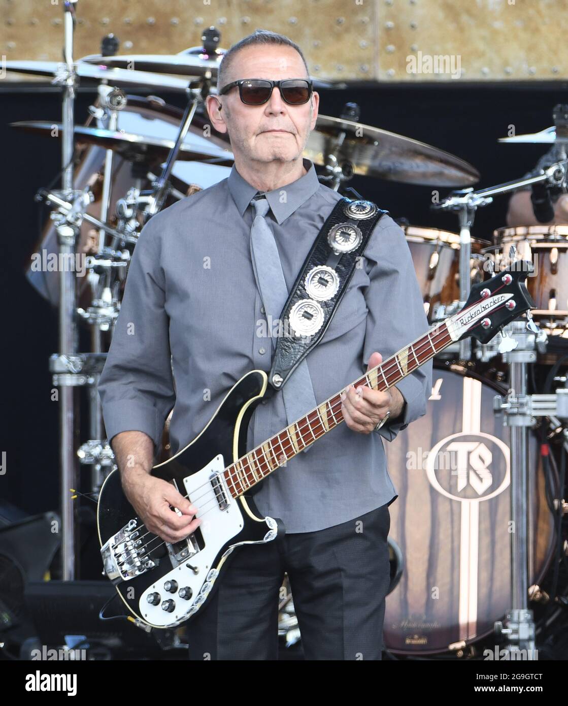 Readington, NJ 25 juillet 2021. Chuck Panozzo de Styx se présente en concert au 38e Festival annuel de la Loterie du New Jersey de Ballooning le 25 JUILLET 2021 à Readington, NJ . Crédit : John Palmer/Media Punch/Alamy Live News Banque D'Images