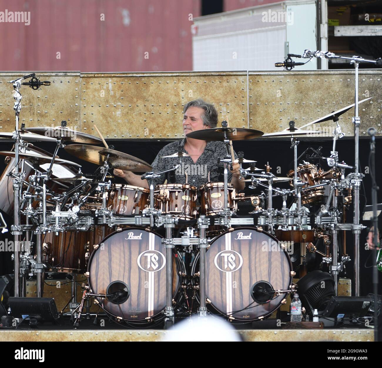 Readington, NJ 25 juillet 2021. Todd Sucherman de Styx se présente en concert au 38e Festival annuel de la Loterie du New Jersey de Ballooning, le 25 JUILLET 2021 à Readington, NJ . Crédit : John Palmer/Media Punch/Alamy Live News Banque D'Images