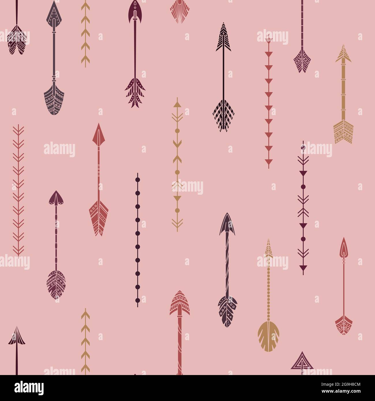 Motif vectoriel sans couture avec flèches boho et éléments géométriques. Illustration de Vecteur
