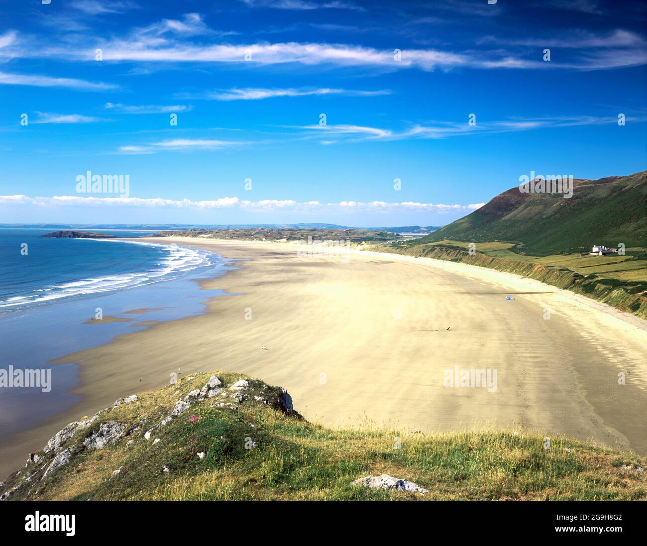 Baie de Rhossili de Clogwyn, Rhossili, péninsule de Gower, Pays de Galles du Sud. Banque D'Images