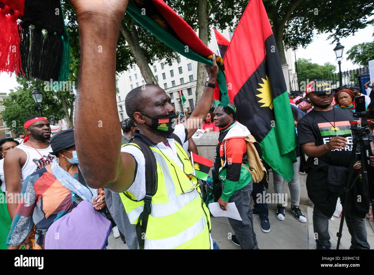 Whitehall, Londres, Royaume-Uni. 26 juillet 2021. Les gens manifestent pour demander la libération de Nnamdi Kanu, le dirigeant du peuple autochtone de Biafra. Crédit : Matthew Chattle/Alay Live News Banque D'Images