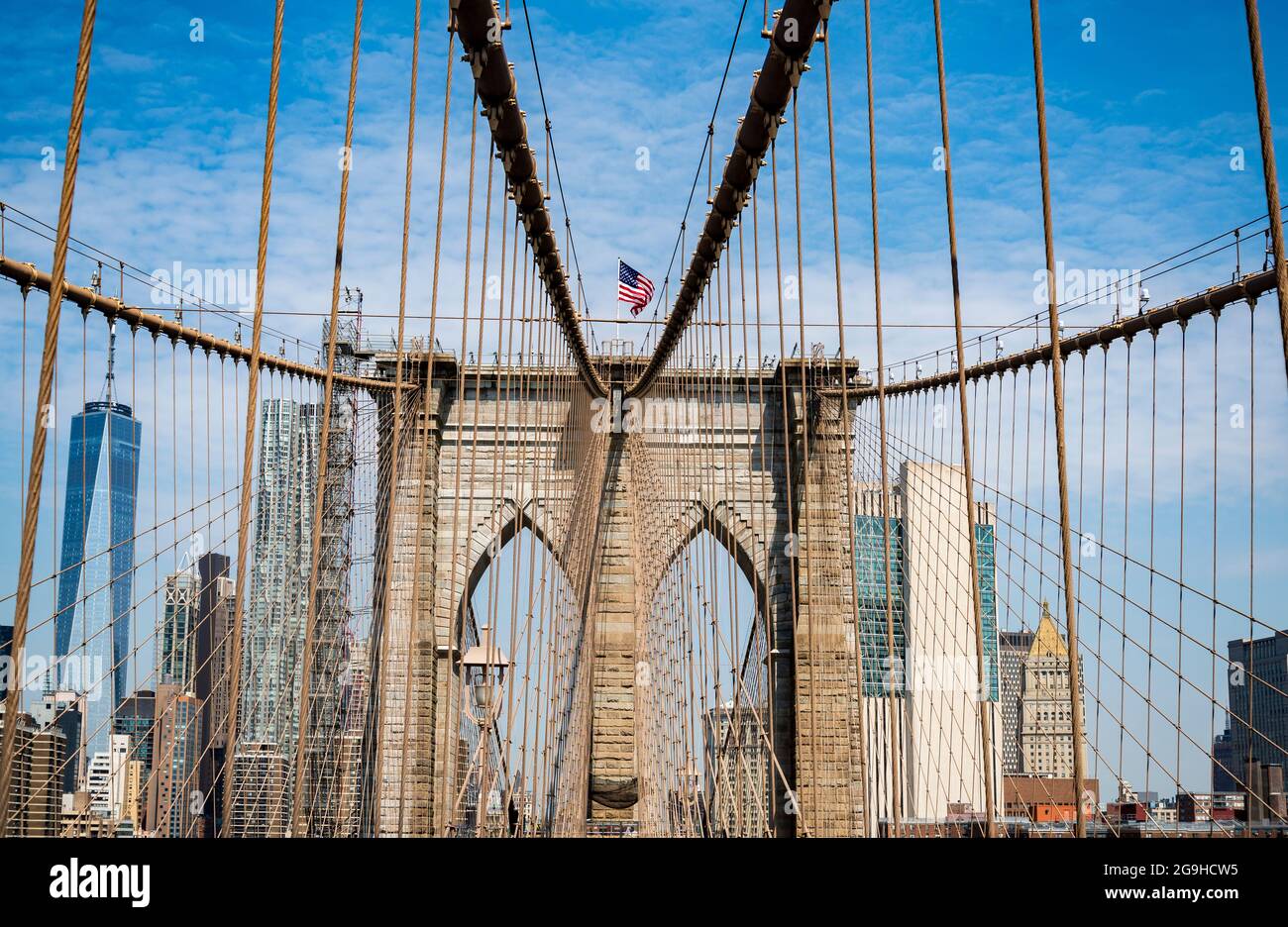 Vue de la ville de Broklyn vu depuis le pont de Brooklyn. Banque D'Images