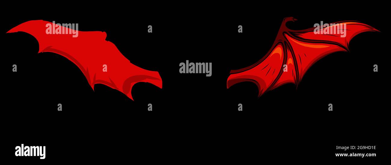 crâne avec ailes de chauve-souris sur fond noir Illustration de Vecteur