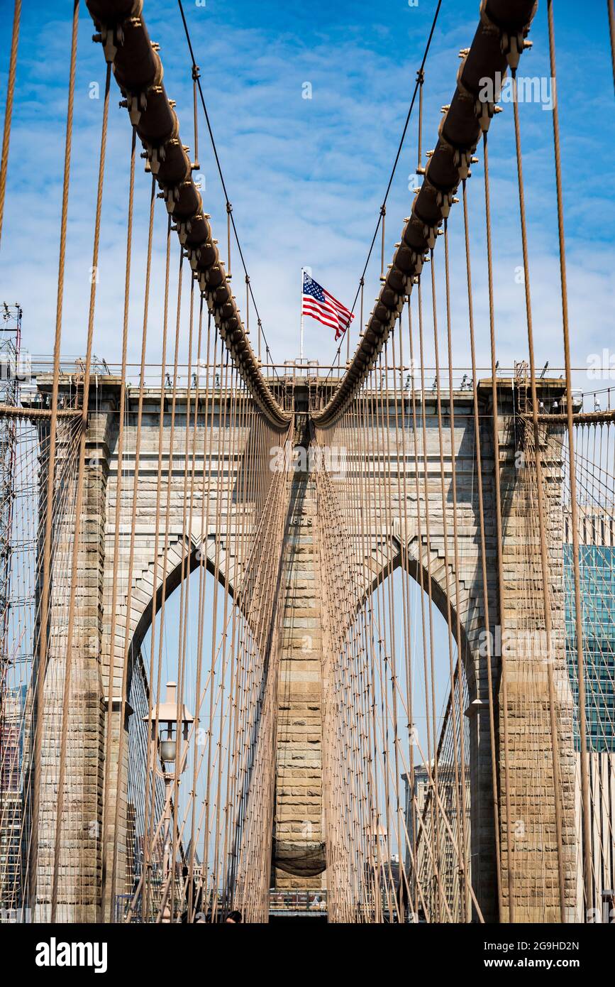 Vue de la ville de Broklyn vu depuis le pont de Brooklyn. Banque D'Images