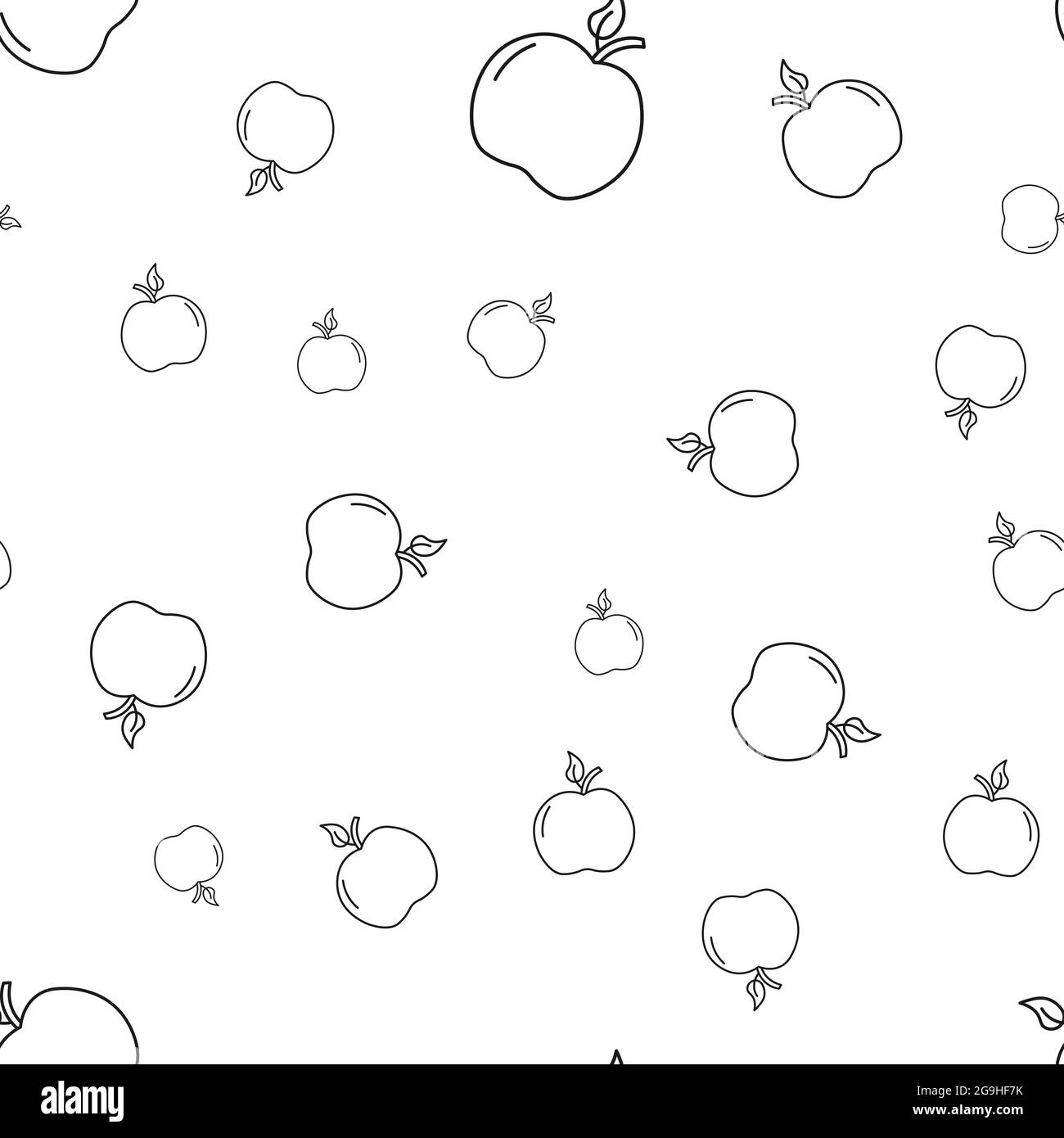 Motif de pomme sans couture. Isolé sur fond blanc. Illustration vectorielle. Banque D'Images
