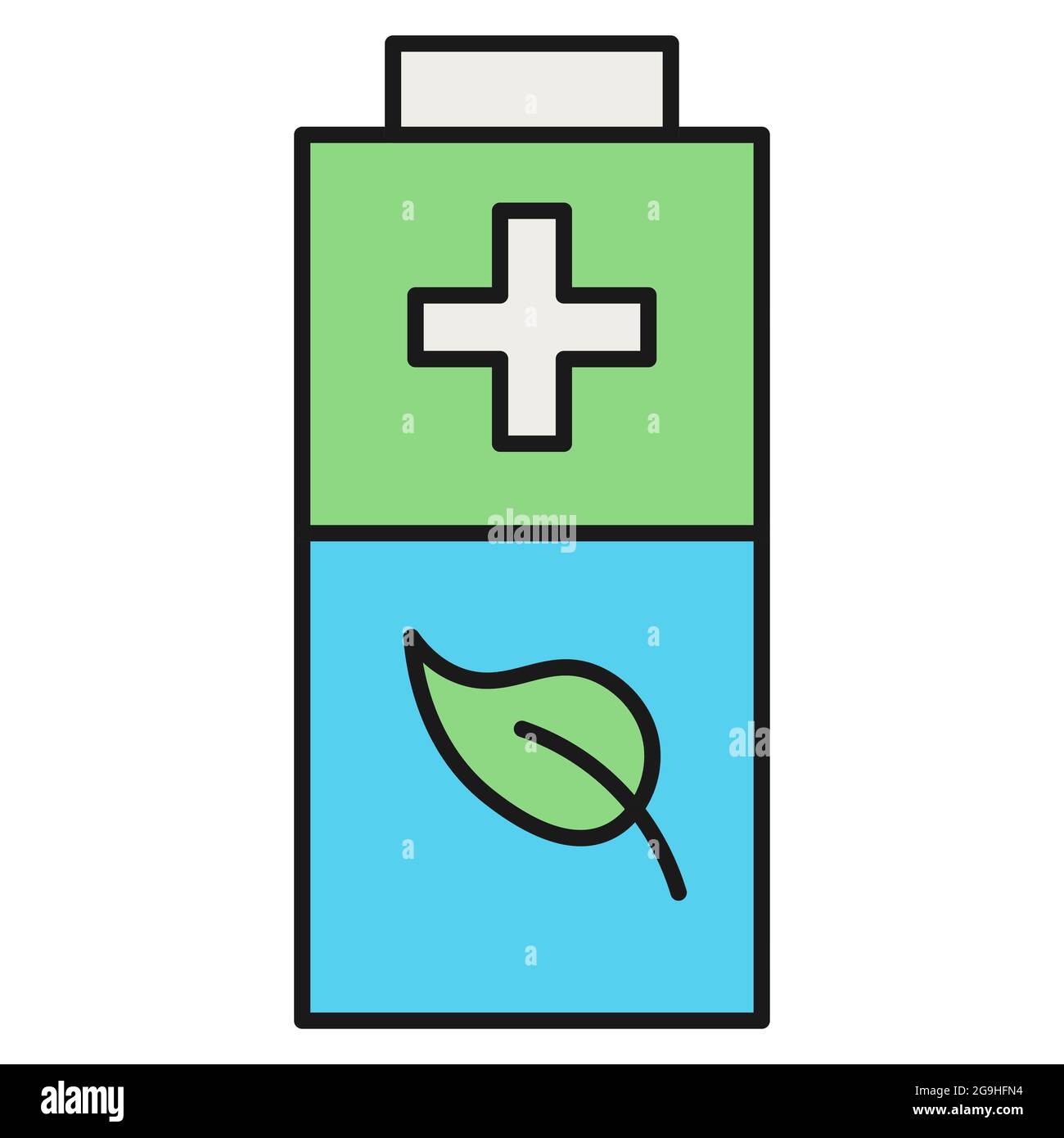 Icône écologique. Batterie écologique. Isolé sur fond blanc. Illustration vectorielle. Banque D'Images