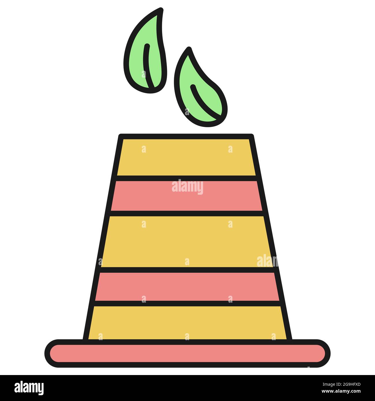 Icône écologique. Tuyau d'usine avec émissions de dépliants. Isolé sur fond blanc. Illustration vectorielle. Banque D'Images
