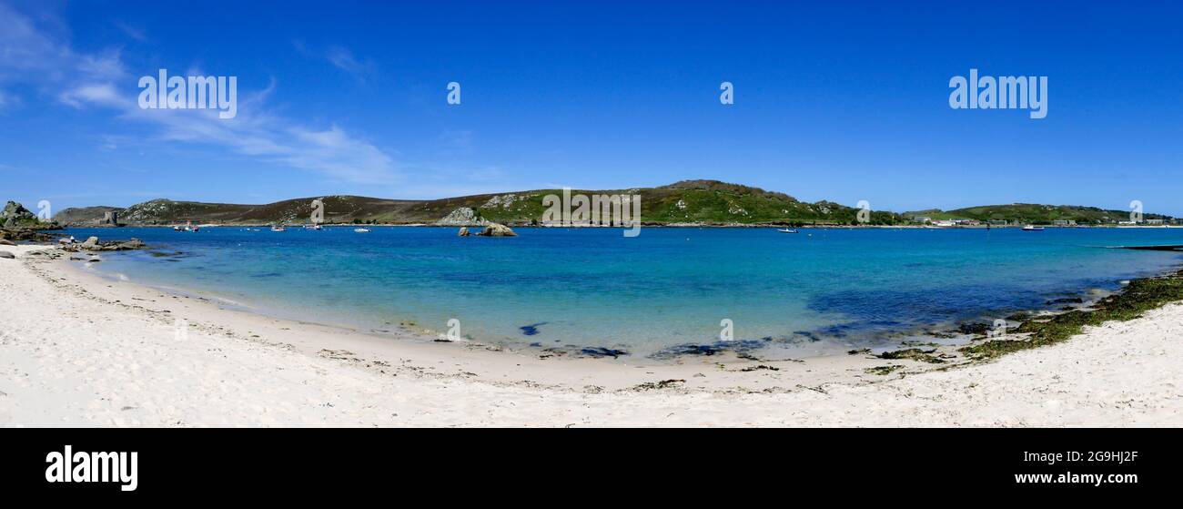 Church Quay Beach, Bryher, Îles de Scilly, Cornouailles, Angleterre, ROYAUME-UNI. Banque D'Images