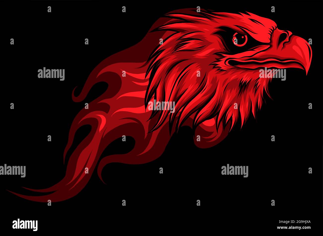 Illustration tête d'aigle avec conception à vecteur de flamme Illustration de Vecteur