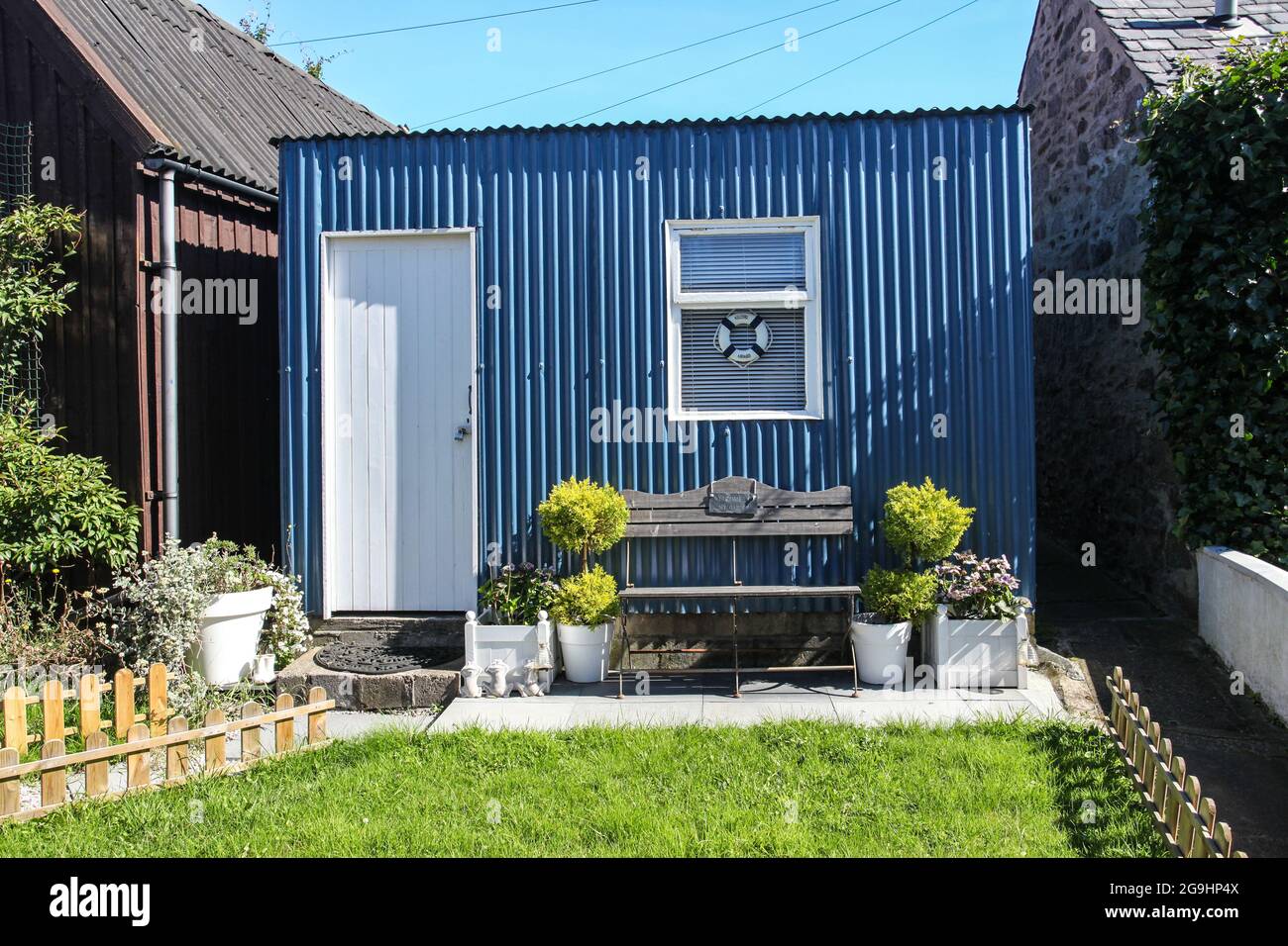 L'architecture vernaculaire de Footdee - un village de pêcheurs historique dans le port d'Aberdeen, en Écosse. Banque D'Images