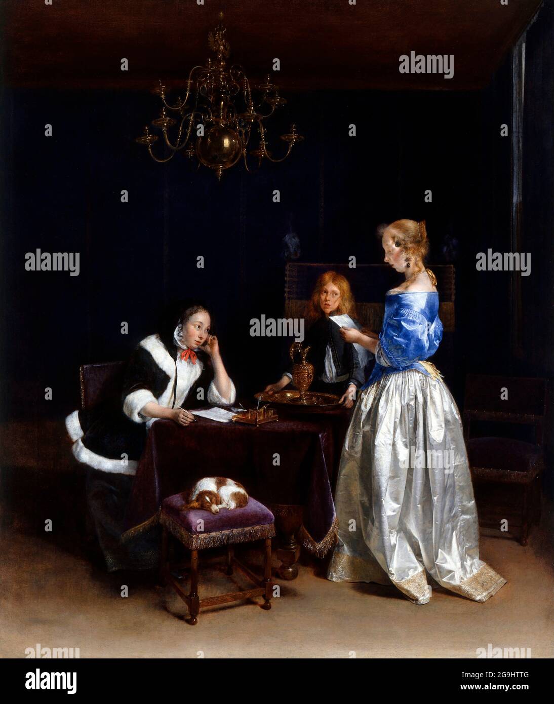 La lettre de Gerard ter Borch (1617-1681), huile sur toile, c. 1660-65 Banque D'Images