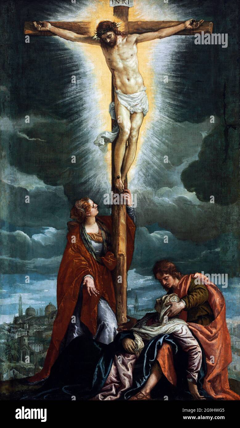 La Crucifixion de Paolo Veronese (1528–1588), huile sur toile, c.1580 Banque D'Images