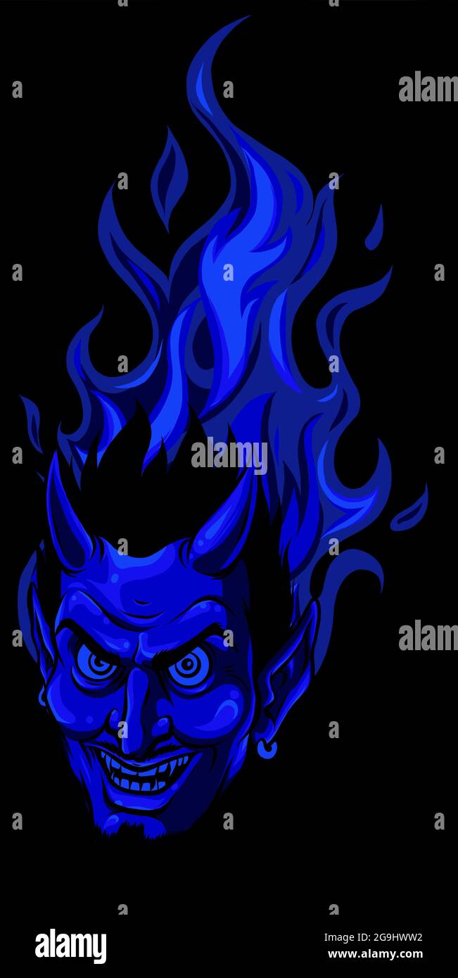 Motif d'illustration vecteur de la face maléfique avec flammes Illustration de Vecteur