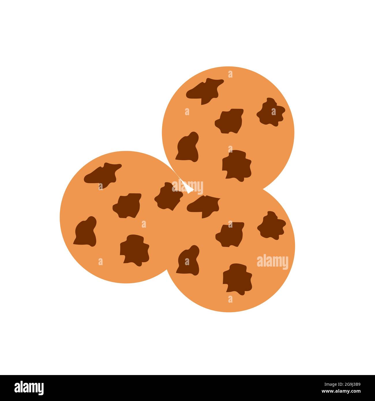 Biscuits ronds avec des copeaux de chocolat sur un fond isolé. Hors-d'œuvre ou dessert. Elément de conception plat. Aliments malsains. Illustration. Illustration de Vecteur