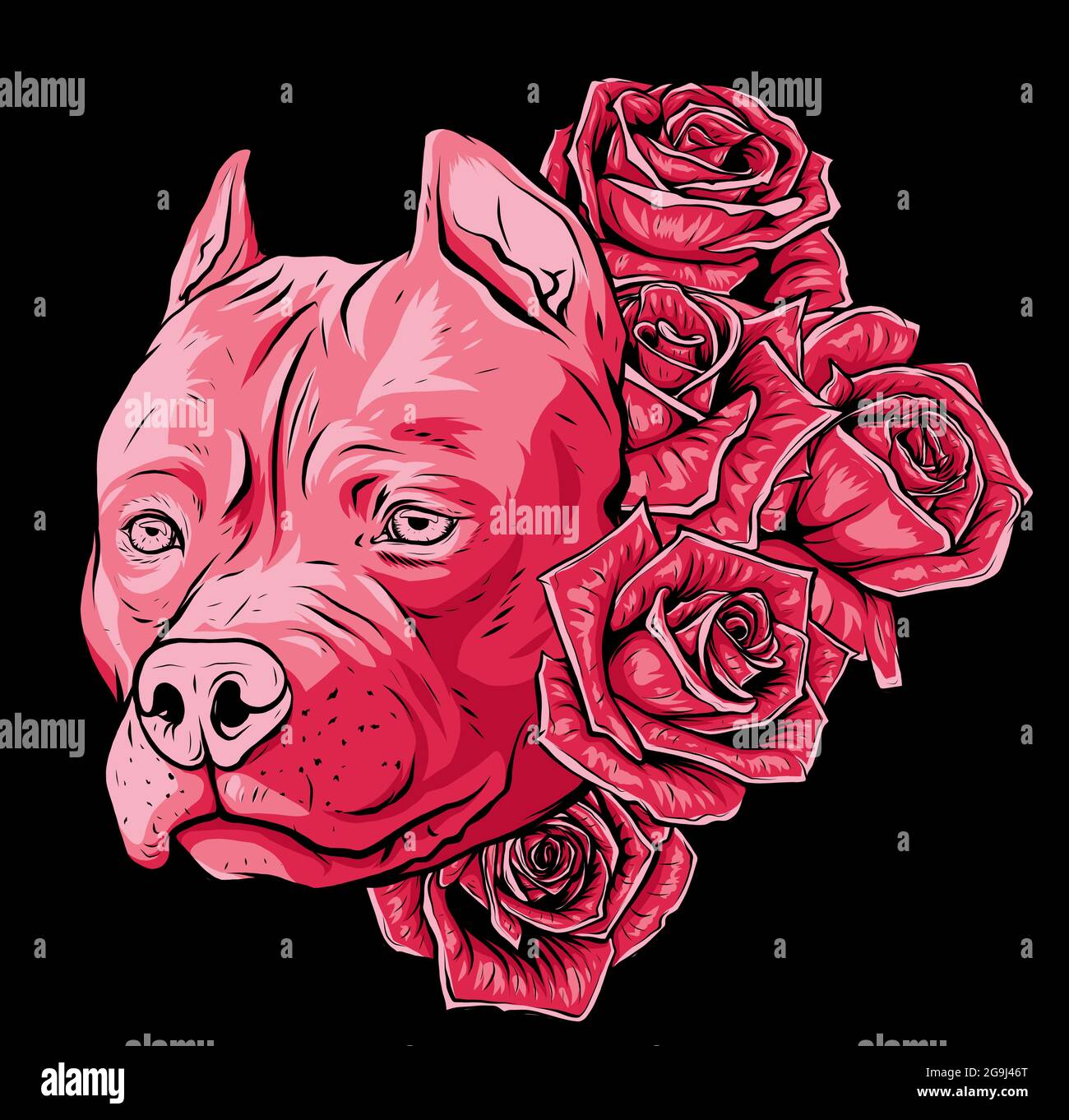 tête de chien avec illustration de vecteur de roses Illustration de Vecteur