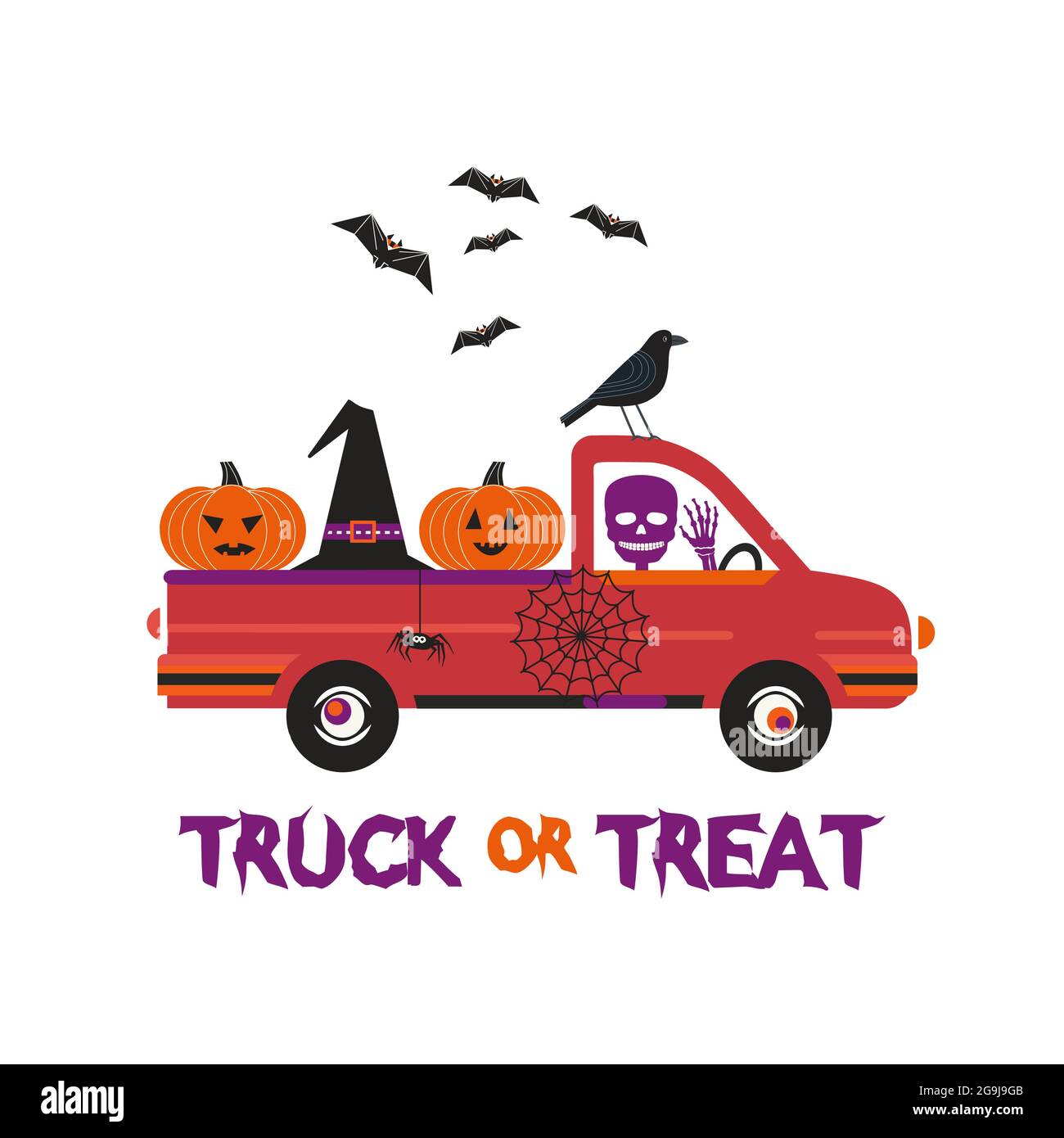 Un camion ou un cadeau de fantaisie pour Halloween Illustration de Vecteur