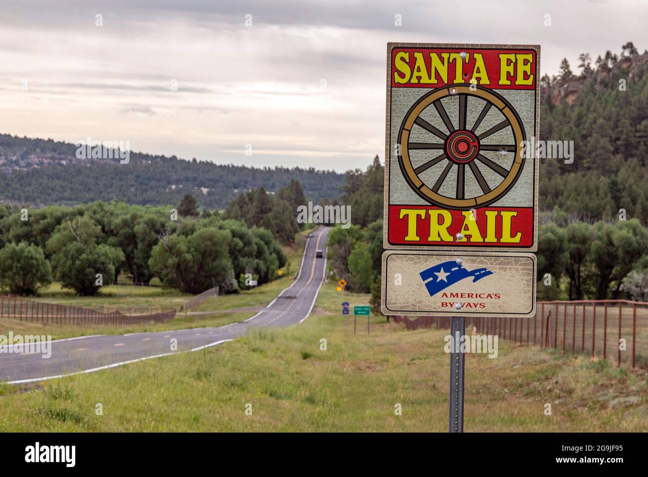 Buena Vista, Nouveau-Mexique - UN marqueur pour la piste historique de Santa Fe le long de la New Mexico Highway 161. Banque D'Images