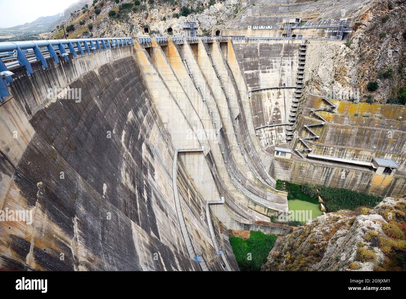 Barrage de Diga Rosamarina, Caccamo, Sicile, Italie Banque D'Images