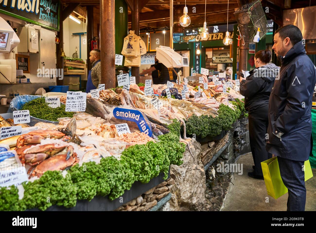 Fish Stall Borough Market, Londres, Angleterre, Royaume-Uni Banque D'Images